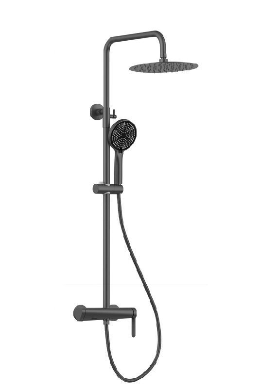 Изображение товара Душевая система Gid Aira L020GMND3 из вороненой стали, современный дизайн
