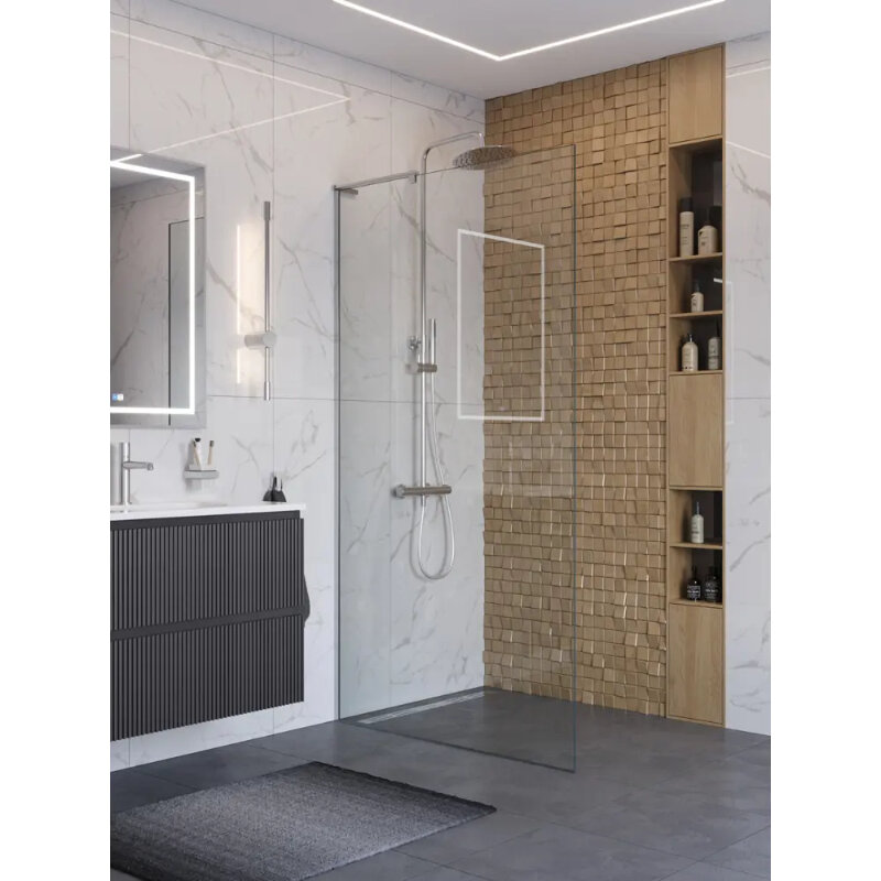 Изображение товара Душевая стенка BelBagno UNO-L-1-TB-110-C-Cr 110 см стекло прозрачное профиль хром Италия