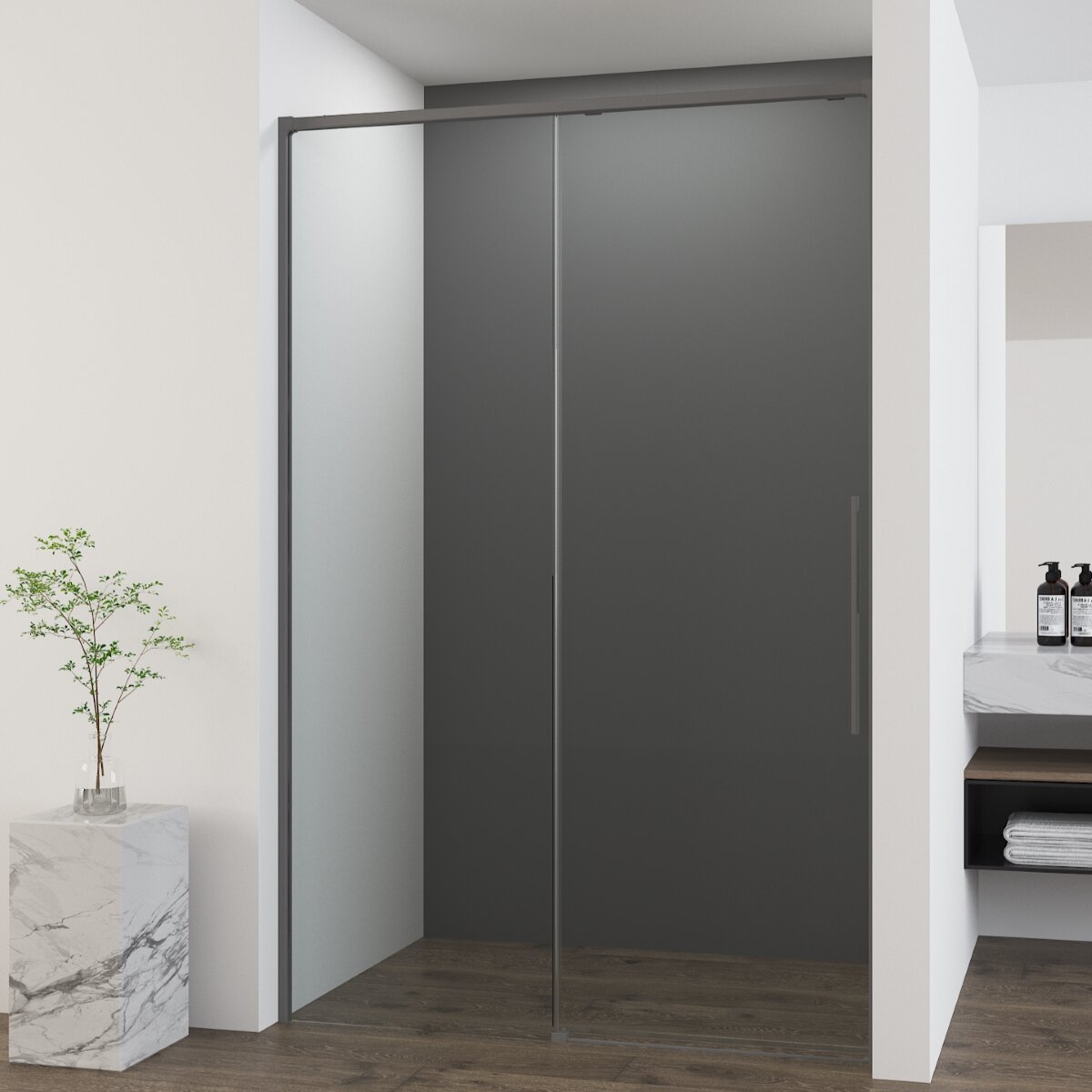 Изображение товара Душевая дверь Vincea Ultima VDS-7UL140CLGM 140 см раздвижная стекло прозрачное