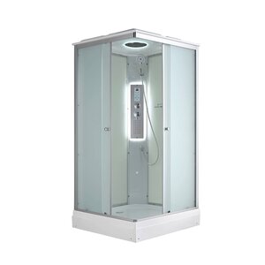 Изображение товара Душевая кабина Avacan CK2090LED 78342, 90 х 90 см, LED подсветка, с крышей, поддон низкий, стекло матовое, профиль хром