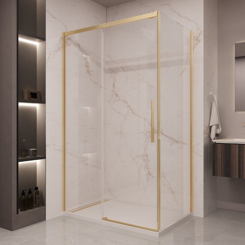 Изображение товара Душевой уголок Vincea Stella VSR-1ST9014CLG 140x90 см прозрачное стекло брашированное золото