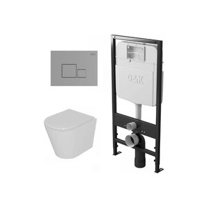 Изображение товара Комплект D&K Venice DS1021610, инсталляция DI8055119 с безободковым унитазом DT1026516 белый, смыв торнадо, сиденье микролифт, клавиша смыва хром DB1519001
