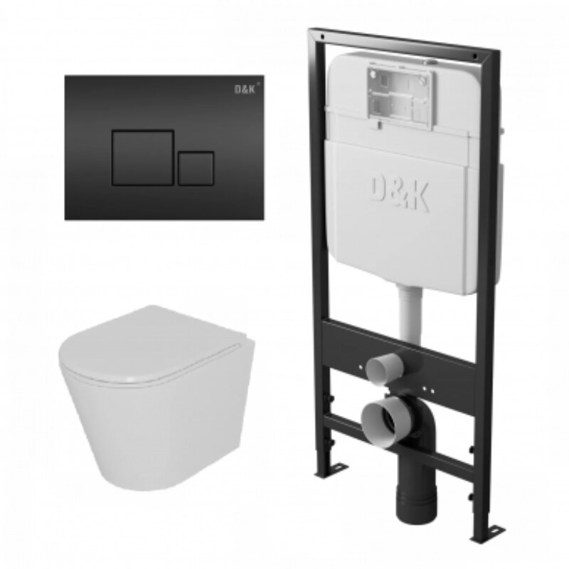 Изображение товара Комплект D&K Venice: инсталляция и безободковый унитаз с микролифтом