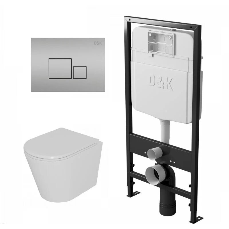 Изображение товара Комплект D&K Venice DS1021611 с инсталляцией и безободковым унитазом торнадо для современного сануз