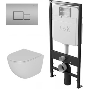 Изображение товара Комплект D&K Matrix DS1391612, инсталляция DI8055119 с безободковым унитазом DT1396516 белый, смыв торнадо, сиденье микролифт, клавиша смыва хром матовый DB1519002