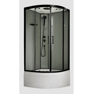Изображение товара Душевая кабина Royal Bath Fato RB90CK-TG-BL FATO, 90 x 90 см, поддон средний, стекло прозрачное, задние стенки серые, профиль черный