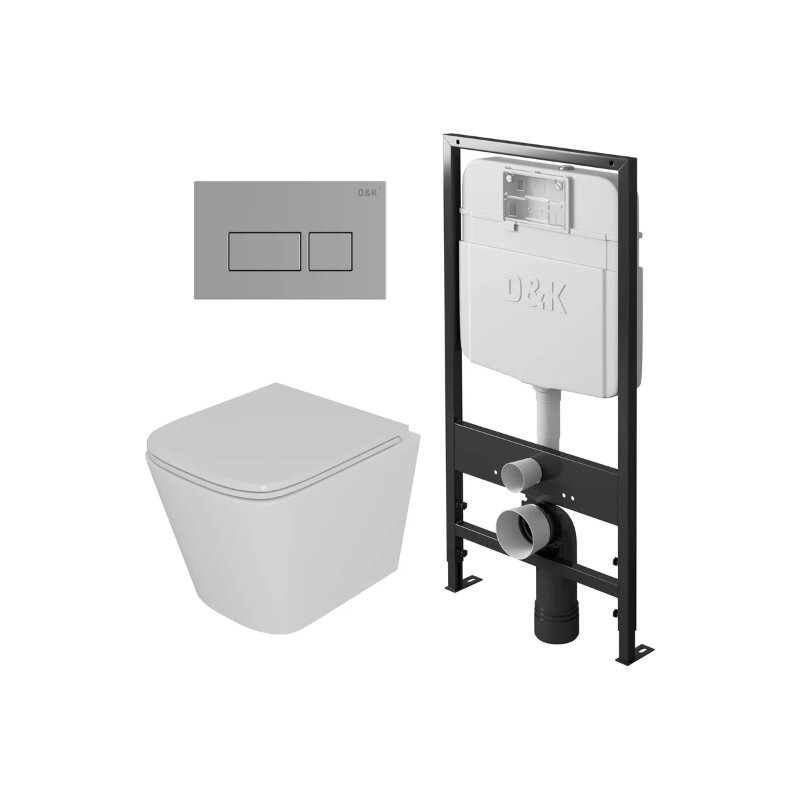 Изображение товара Комплект D&K Berlin DS1431605 с инсталляцией для подвесного унитаза белый