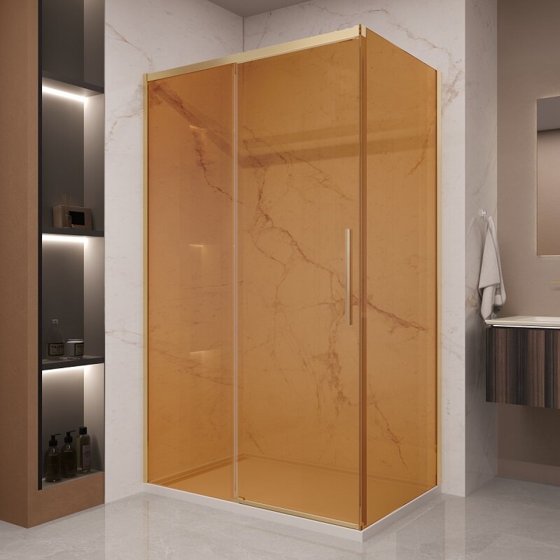 Изображение товара Душевой уголок Vincea Stella 120x90 см стекло янтарь профиль золото