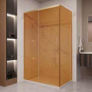 Изображение товара Душевой уголок Vincea Stella VSR-1ST9012GSG, 120 x 90 см, стекло янтарь, профиль брашированное золото
