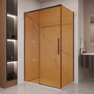 Изображение товара Душевой уголок Vincea Stella VSR-1ST9012GSB, 120 x 90 см, стекло янтарь, профиль черный
