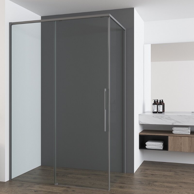 Изображение товара Душевой уголок Vincea Ultima VSR-7UL9010CLGM 100x90 см с прозрачным стеклом и раздвижной дверью