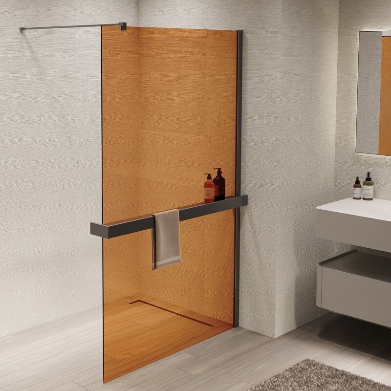 Изображение товара Душевая стенка Vincea Walk In VSW-1HR900GSGM 90 см стекло янтарь вороненая сталь