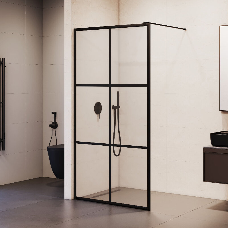 Изображение товара Душевая стенка RGW Walk In 32101190-84 90 см прозрачное стекло черный профиль