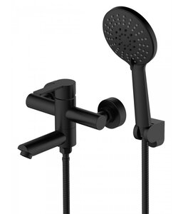 Изображение товара Современный черный матовый смеситель для ванны и душа Agger Easy с душевым гарнитуром