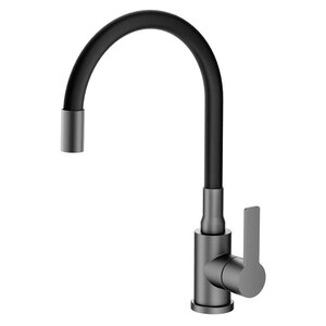 Изображение товара Смеситель Agger Easy A3100555, для кухонной мойки, PVD оружейная сталь матовая/черный