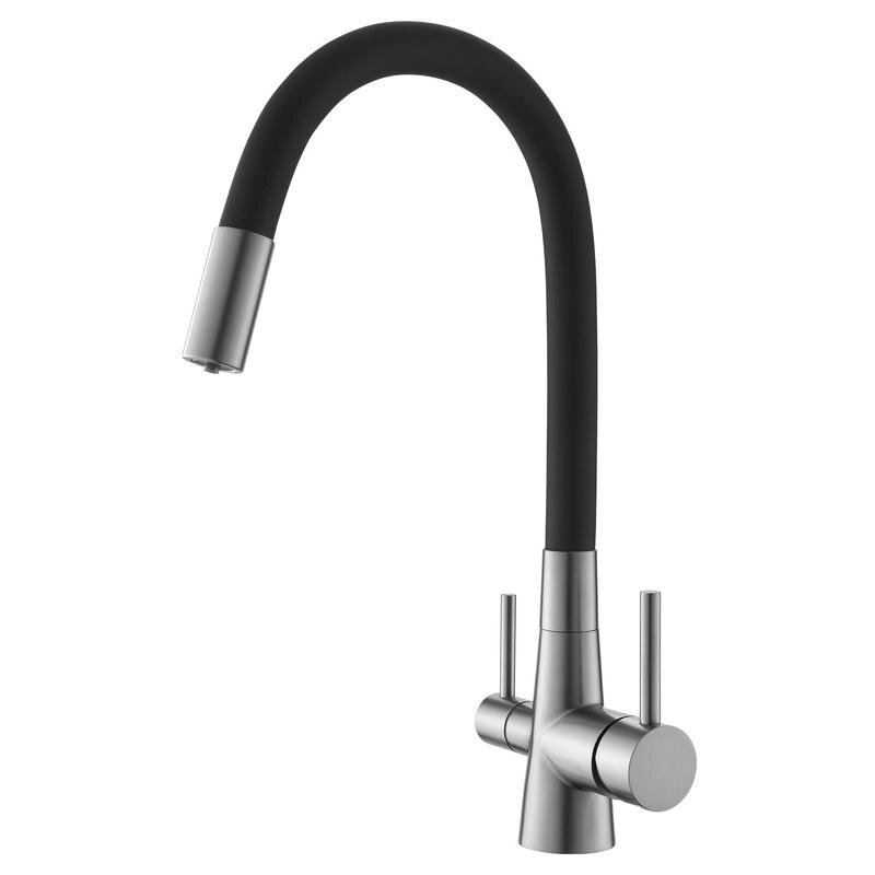 Изображение товара Смеситель для кухни Agger Elegant A3230322 с подключением к фильтру, PVD сатин матовый/черный