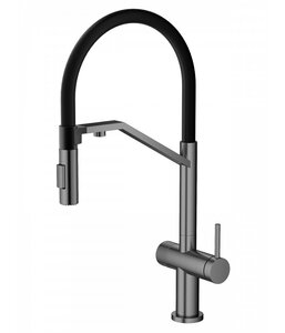 Изображение товара Смеситель Agger Elegant A3241455, для кухонной мойки, с подключением к фильтру, PVD оружейная сталь матовая/черный