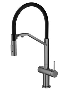 Изображение товара Смеситель Agger Elegant A3241455, для кухонной мойки, с подключением к фильтру, PVD оружейная сталь матовая/черный