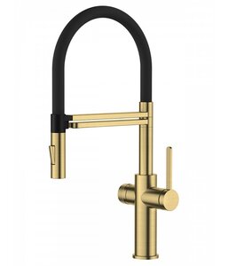 Изображение товара Смеситель Agger Elegant A3252599, для кухонной мойки, с подключением к фильтру, PVD золото матовое/черный