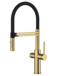 Изображение товара Смеситель Agger Elegant A3252599, для кухонной мойки, с подключением к фильтру, PVD золото матовое/черный