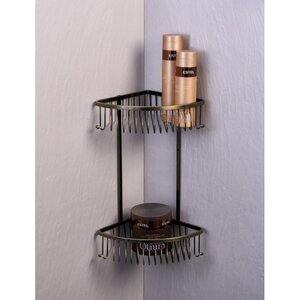 Изображение товара Угловая двухэтажная полка Fixsen FX-858-2 из нержавеющей стали в антик стиле