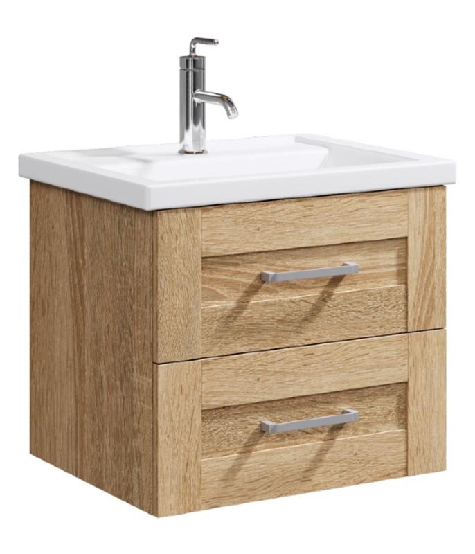 Изображение товара Подвесная тумба под раковину Aqwella Фостер 60, дуб сонома, ЛДСП, 2 ящика