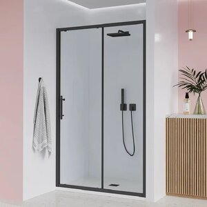 Изображение товара Душевая дверь в нишу Veconi Evo 100 B E1-B-110-01-C9, 110 см, стекло прозрачное, профиль черный матовый