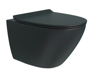 Изображение товара Подвесной унитаз Corpa Nera Bosso S CN40114, безободковый, смыв торнадо, сиденье микролифт, черный матовый