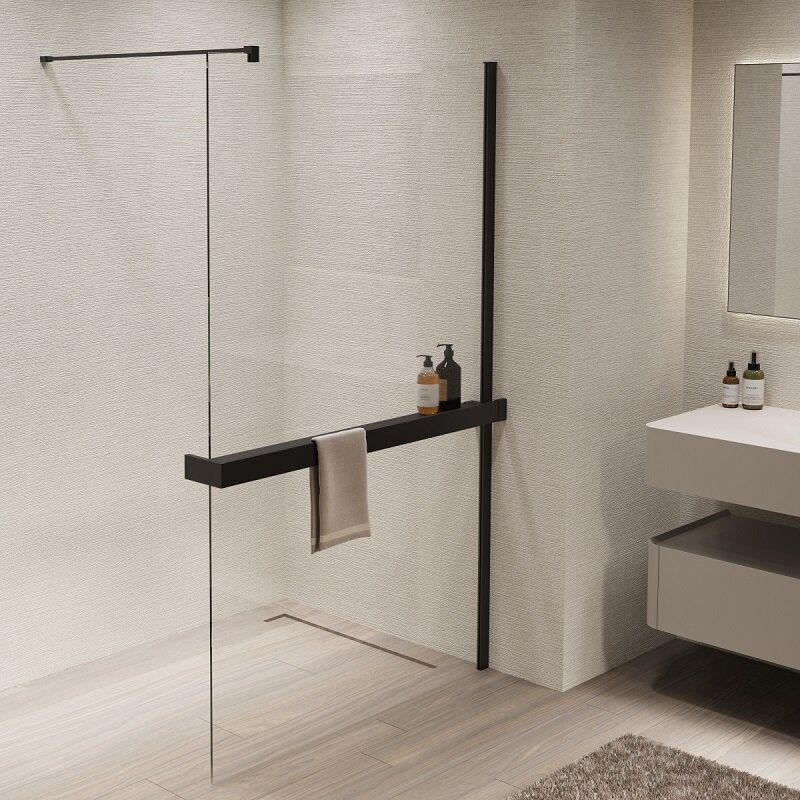 Изображение товара Душевая стенка Vincea Walk In VSW-1HR100CLB 100 см стекло прозрачное алюминий черный