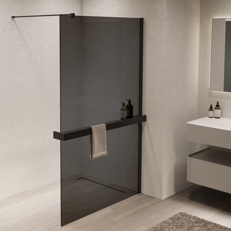 Изображение товара Душевая стенка Vincea Walk In 100 см тонированное стекло черный профиль