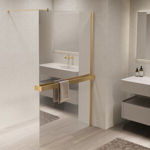 Изображение товара Душевая стенка со свободным входом Vincea Walk In VSW-1HR100MRG, 100 см, стекло зеркальное, профиль золото матовый