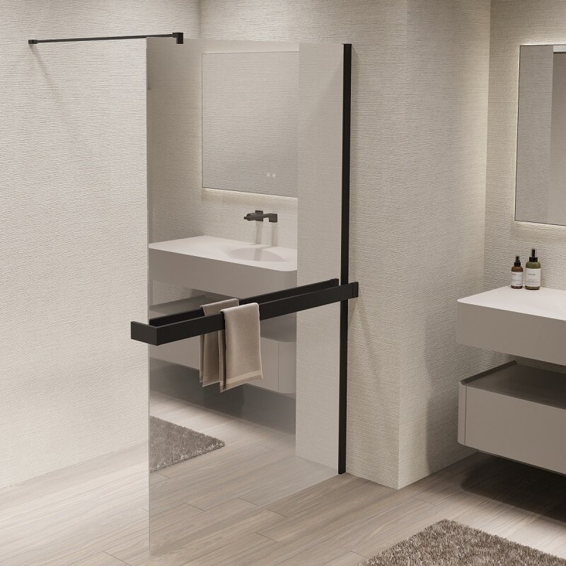 Изображение товара Душевая стенка Vincea Walk In 100 см со стеклом зеркальным и профилем черным