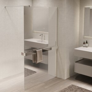 Изображение товара Душевая стенка со свободным входом Vincea Walk In VSW-1HR100MR, 100 см, стекло зеркальное, профиль хром