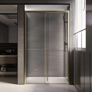Изображение товара Душевая дверь Veconi Premium Trento PTD30-G-120-01-C4, 120 см, стекло прозрачное, профиль золото брашированное