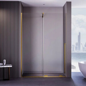 Изображение товара Душевая дверь Veconi Premium Trento PTDW-50G-140-01-C4, 140 см, стекло прозрачное, профиль золото брашированное
