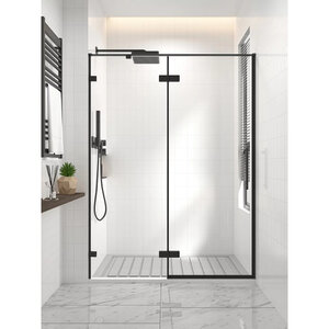 Изображение товара Душевая дверь Veconi Premium Alassio AL-140-00-B-C4, 140 см, стекло прозрачное, профиль черный матовый