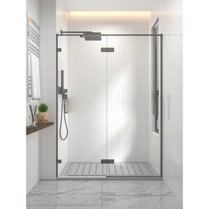 Изображение товара Душевая дверь Veconi Premium Alassio AL-120-00-GR-C4, 120 см, стекло прозрачное, профиль графит брашированный