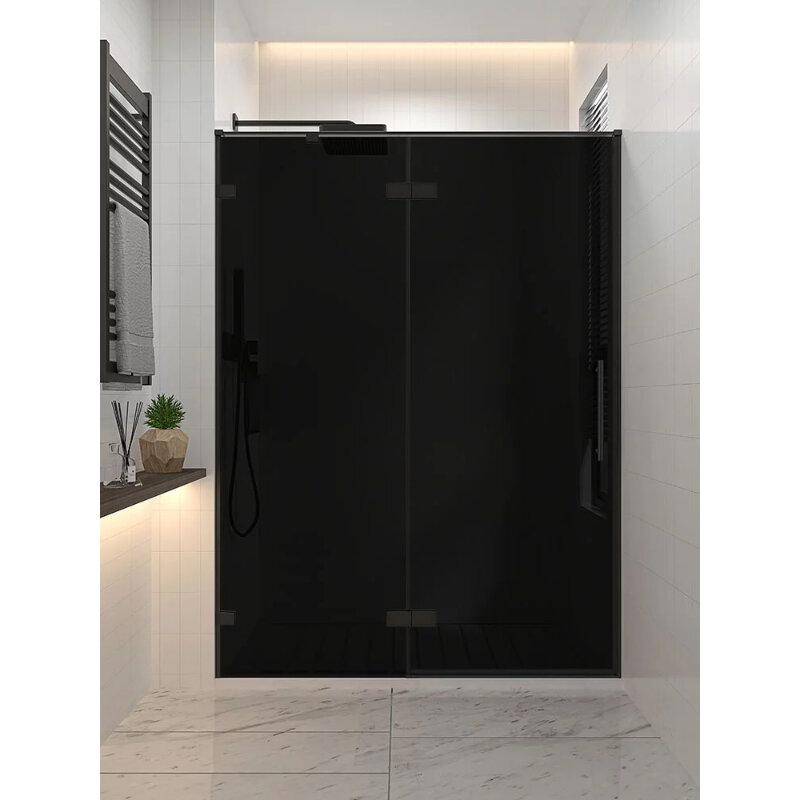 Изображение товара Душевая дверь Veconi Premium Alassio AL-150-11-BB-C4, 150 см, стекло тонированное черное, профиль черный матовый Изображение товара Душевая дверь Veconi Premium Alassio AL-150-11-BB-C4, 150 см, стекло тонированное черное, профиль черный матовый