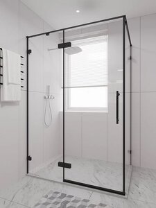 Изображение товара Душевой уголок Veconi Premium Alassio 130x80 см прозрачное стекло черный мат