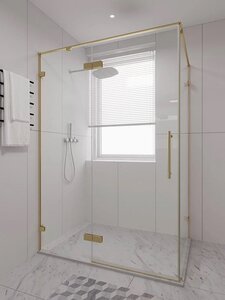 Изображение товара Душевой уголок Veconi Premium Alassio SP G, AL-SP-13080-00-G-C4, 130 x 80 см, стекло прозрачное осветленное, профиль брашированное золото