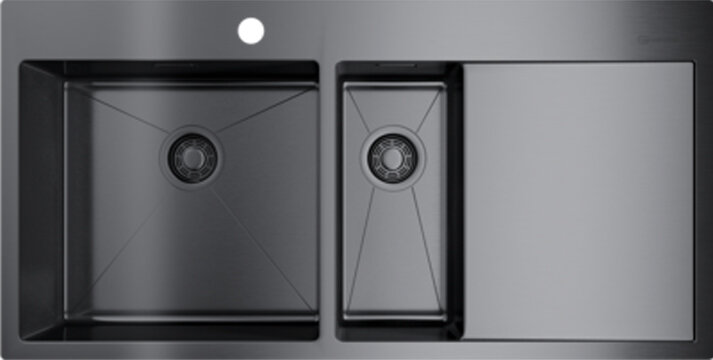 Изображение товара Кухонная мойка Omoikiri Akisame 100-2-GM-L из нержавеющей стали с PVD покрытием