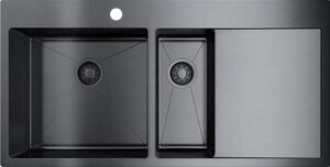 Изображение товара Мойка кухонная Omoikiri Akisame 100-2-GM-L 4973103 воронёная сталь, gunmetal