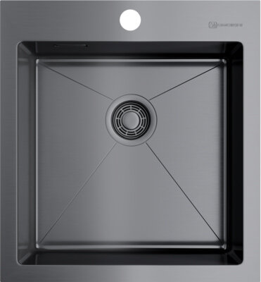 Изображение товара Мойка кухонная Omoikiri Akisame 46-GM из вороненой стали, Gunmetal, встраиваемая сверху