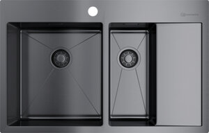 Изображение товара Мойка кухонная Omoikiri Akisame 4973101 78-2-GM-L, воронёная сталь, gunmetal
