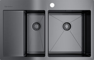 Изображение товара Мойка кухонная Omoikiri Akisame 78-2-GM-R 4973102 воронёная сталь, gunmetal