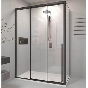 Изображение товара Душевой уголок Veconi Premium Prato PR3/L-SP-11090-01-B-C4/PR3/R-SP-11090-01-B-C4, 110 x 90 см, левый/правый, стекло прозрачное, профиль черный матовый