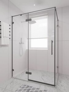 Изображение товара Душевой уголок Veconi Premium Alassio SP GR 130x100 стекло прозрачное брашированный графит