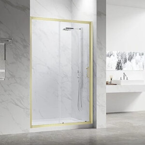 Изображение товара Душевая дверь Veconi Vianno VN55G-130-01-C8, 130 см, стекло прозрачное, профиль золото брашинг