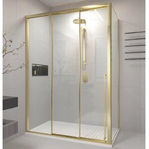 Изображение товара Душевой уголок Veconi Premium Prato PR3/L-SP-10080-01-G-C4/PR3/R-SP-10080-01-G-C4, 100 x 80 см, левый/правый, стекло прозрачное, профиль брашированное золото