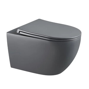 Изображение товара Унитаз подвесной Veconi Ento VEN-52TGr, безободковый, смыв торнадо, с сиденьем микролифт, цвет серый